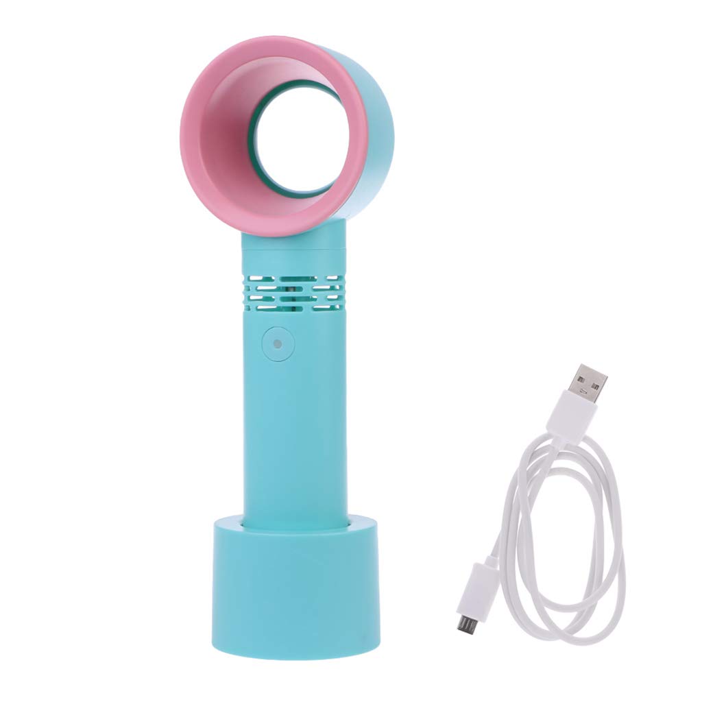 SORECA Mini Fan, USB Rechargeable Portable Bladeless Fan Handheld Mini Cooler No Leaf Handy Fan Green