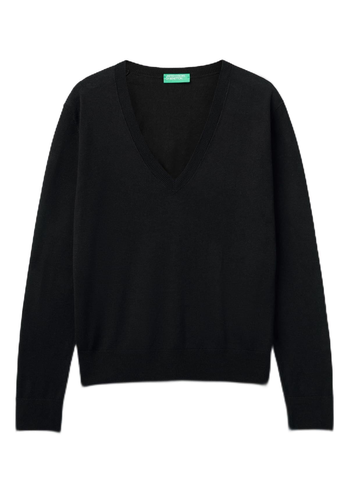 United Colors of Benetton V Neck Jersey M/L, Black, M