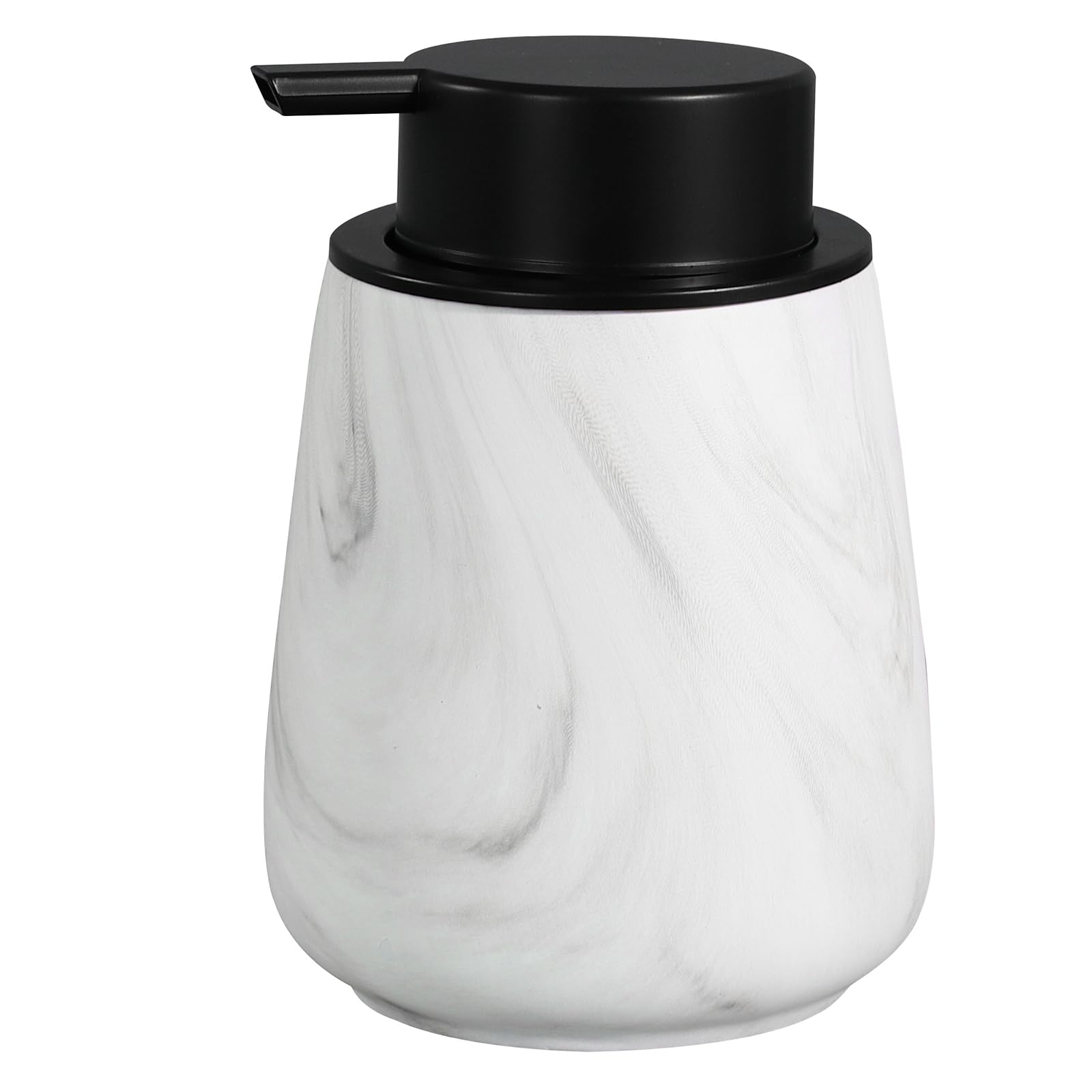 12Oz Ceramic Liquid Soap Dispenser - Modern Lotion Hand Soap Dispenser with Easy-to-Press Black Pump, Reusable and Refillable Dish Soap Dispensers for Bathroom & Kitchen, Marble White