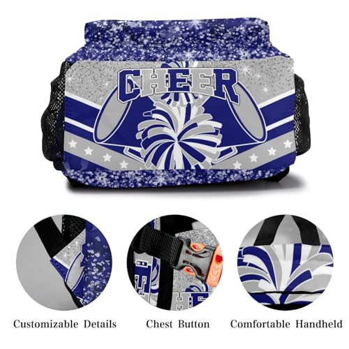Cheer Blue Grey Cheerleader School Backpack Waterproof Shoulder Bag for Sport Training Competition Gift3