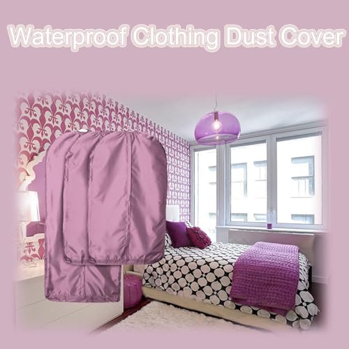 Garment Bags for Hanging Clothes Coat Covers for Closet with Zipper for Hanging Clothes with Sweaters, Down Jackets, Tuxedos 1 Pack(Purple,60x120cm/24x47in)3