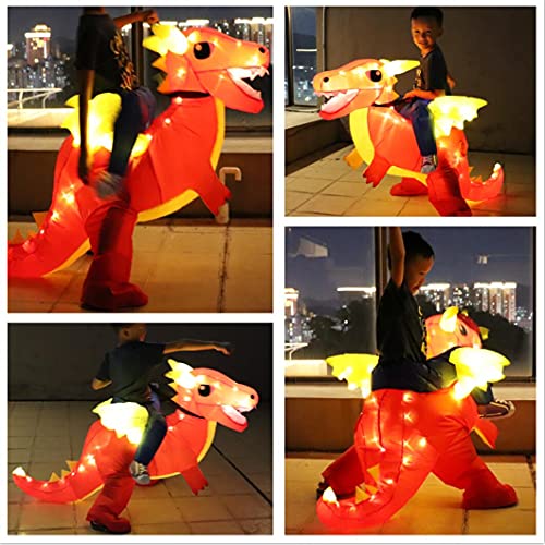 Bddedd Kids Dinosaur Inflatable Costume,T-Rex Costumes With Led Light For Birthday Party Gift(Red Dinosaur, Kids) #TOP4