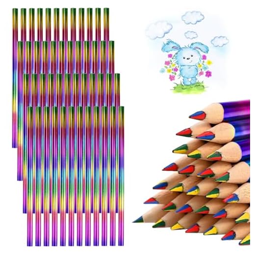 TSASWEET 48 Lápices De Colores Arcoíris 4 En 1 Lápices Multicolores Lápices De Madera De Colores Arcoíris Para Arte, Dibujar, Colorear, Dibujar (Rojo, Azul, Verde, Amarillo)