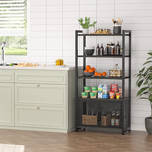 Armocity Bookshelf, 5 Tier Tall Industrial Bookcase Wood Metal Frame Standing Book Shelf thumb #8