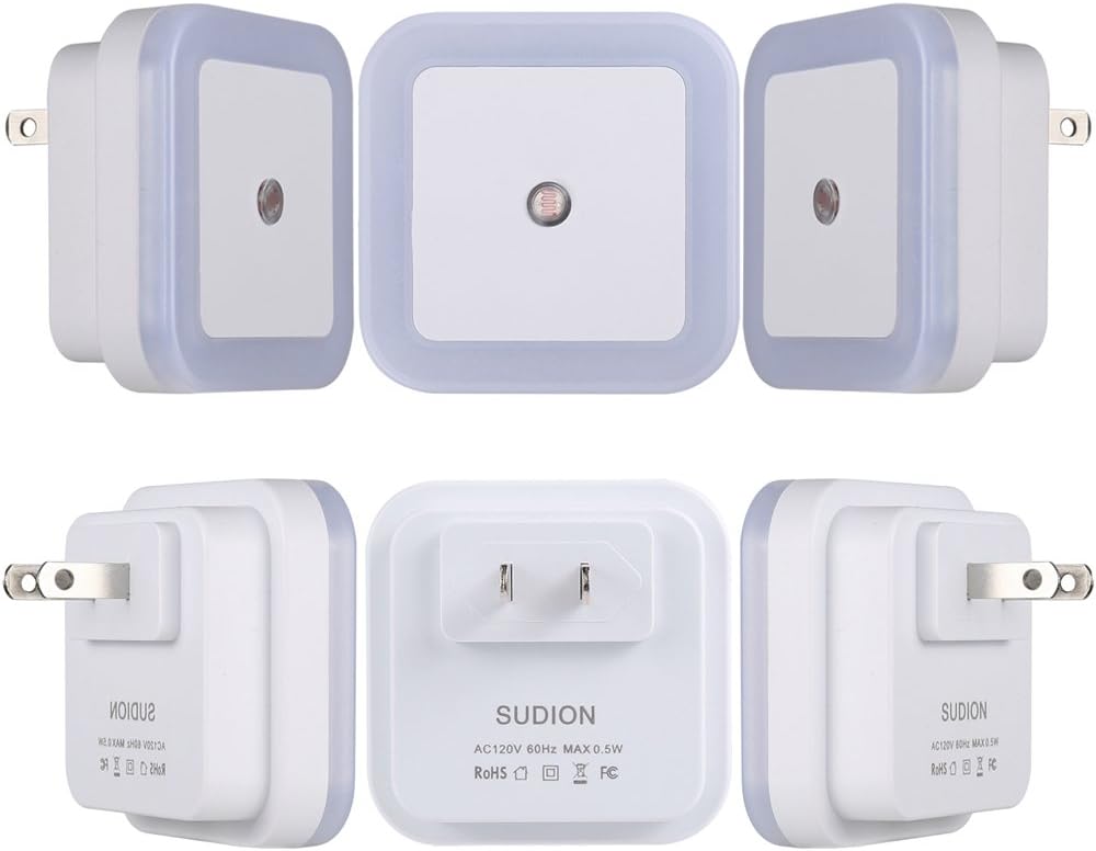 LED Night Light, SUDION Smart Sensor Light Nightlights for Children Adults with Dusk to Dawn Sensor, Plug in Wall Light Night for Bedroom Bathroom Hallway Baby Nursery(Daylight White, 6-Pack)