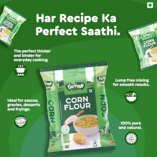 Image of FarrmB Corn Flour | 100% Pure & Natural | Ideal for Soups, Gravies & Baking (1kg)
