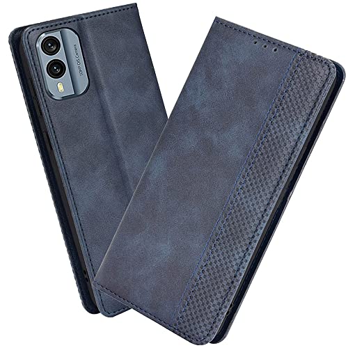 XINNI Protective Phone Case for Nokia X30 5G, PU/TPU Vintage Flip Leather Shockproof Cover Magnetic Book Style Wallet, Blue