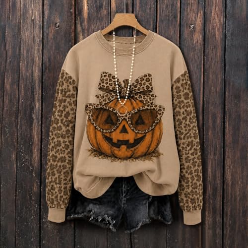 Halloween Sweatshirts for Women Foliage Print Casual Gym Long Sleeve Shirts - image 2