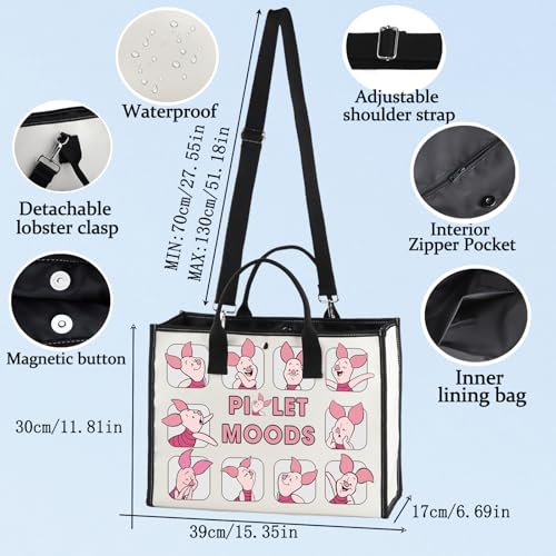 Bolsa Tote Divertida de Cerdito para Hombro miniatura 6