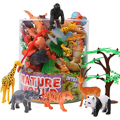 ValeforToy 54-Piece Mini Jungle Animals Set with Gift Box - Realistic Wild Animal Figures for Kids' Learning & Party Favors Cover