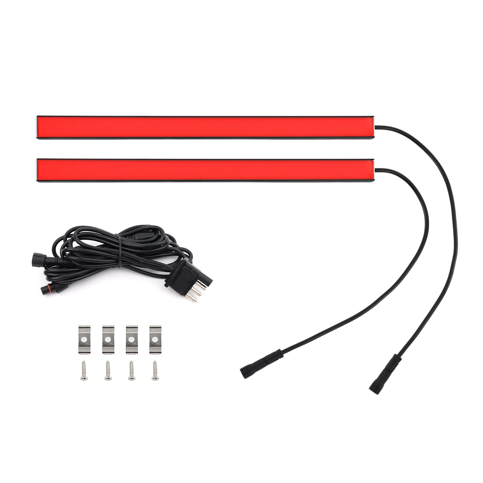 Riloer Światła LED do przyczepy 12 V, 4-pinowe, pomocnicze paski świetlne samochodowe, wskaźnik, wiele funkcji, czerwone, kompatybilne z przyczepą, ciężarówką, kamperem, SUV-em, furgonetką