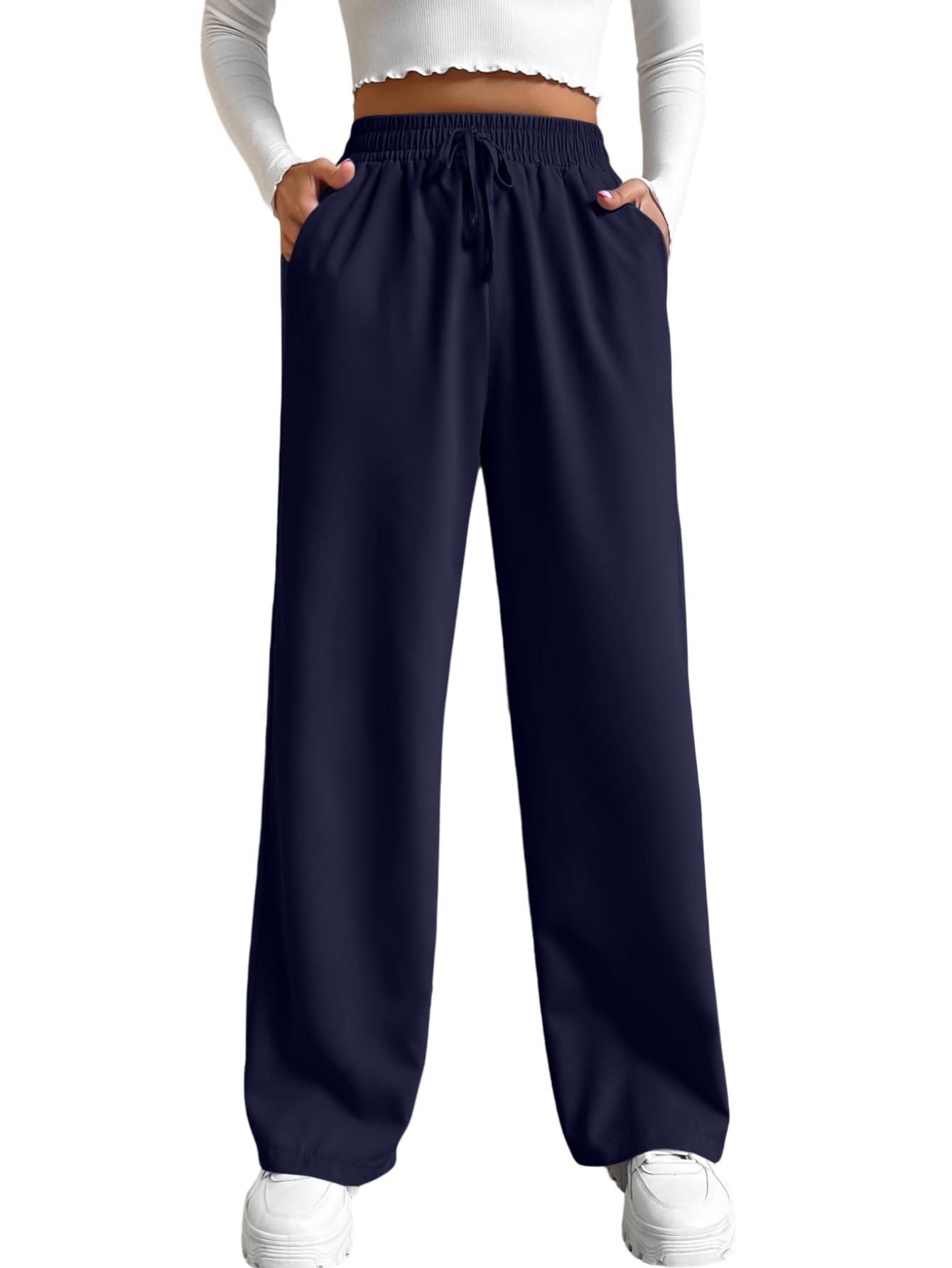 sakhwala Women's Wide Leg Track Pants – High-Waist Summer Loose Fit Palazzo Joggers, Comfortable Casual Trousers for Lounge, Gym-picture-39