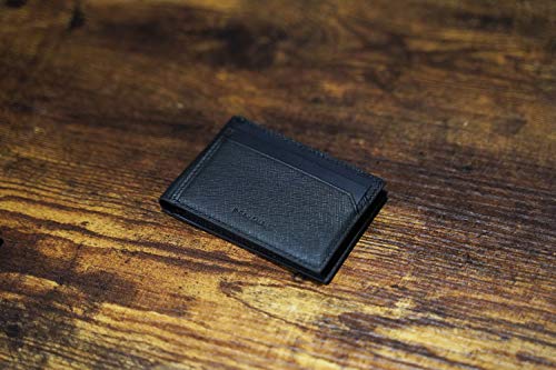 DRAKEHAUT Slim Saffiano Genuine Leather Dual Card Holder Minimalist RFID Blocking Credit Card Case - 10 CC - Image 6