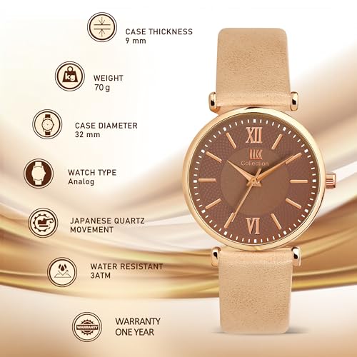 Image of IIK COLLECTION Watches for Women Round Dial |Analogue Quartz Movemnet Ladies Watch|Long Battery Life|Leather Bracelet Strap|Buckle Lock Clasp Safety Watches for Girls