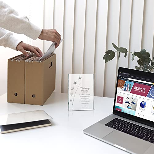 Baudville Engraved Trophy - Clear Acrylic - Star Accents - Award For Employees - Personalized Engraving #TOP1