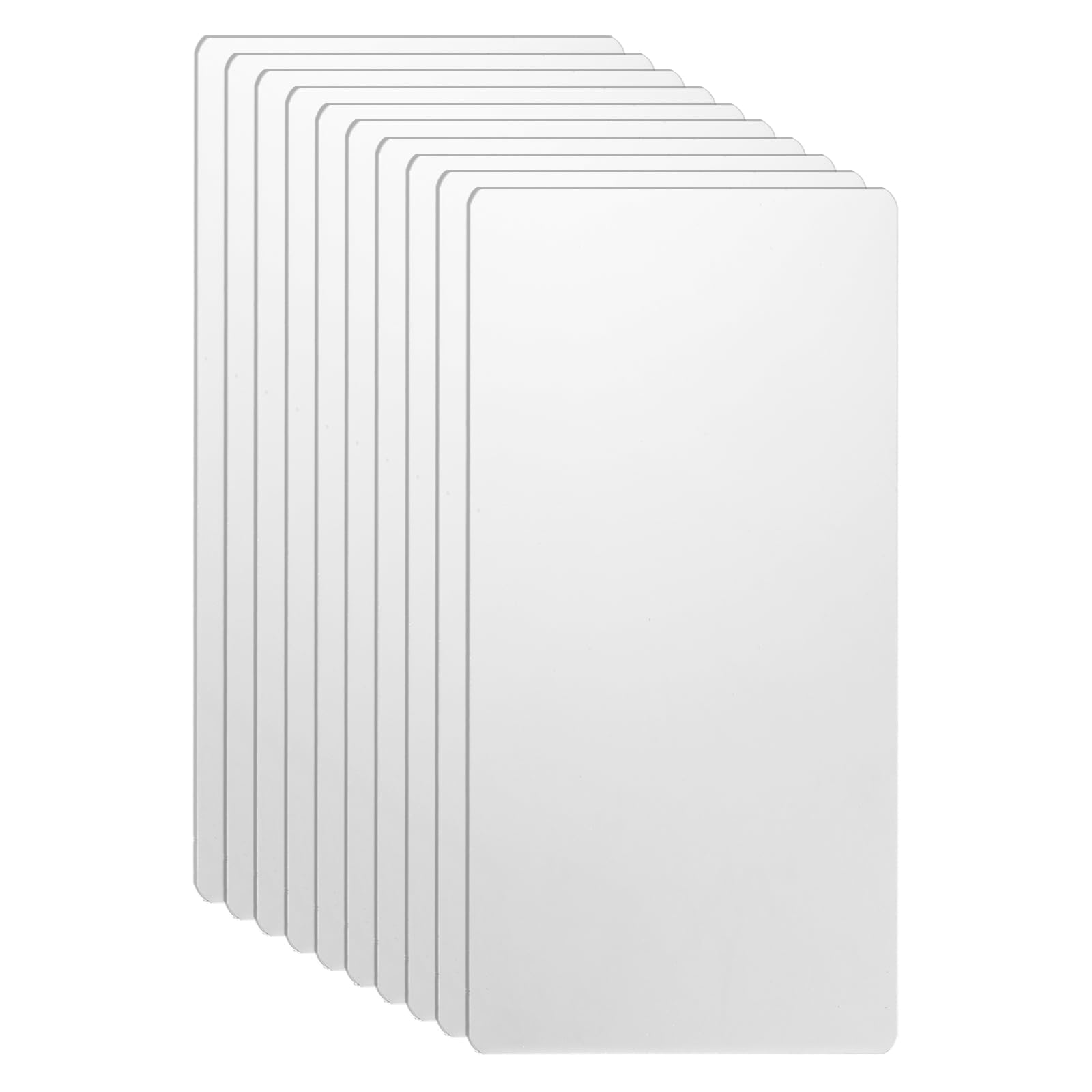 sourcing map 10pcs Metal Business Card 80 x 40 x 0.5mm 304 Stainless Steel Mirror Laser Engraving Cards Custom Blanks CNC Engraving Sheets for House Office DIY Gift Invitations, White