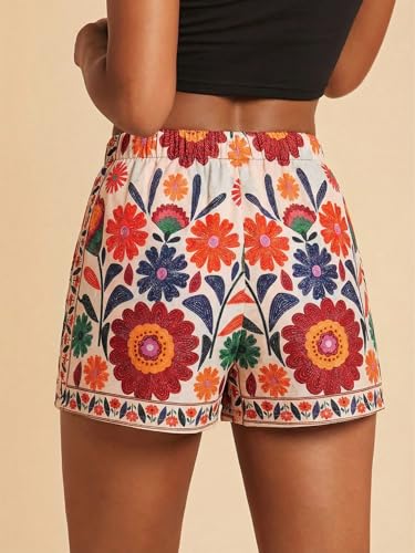 Image of SweatyRocks Women's Boho Mini Skirts Floral Shorts Tie Side Wrap Skorts
