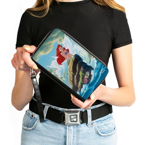 Buckle-Down Disney Wallet, Zip Around, The Little Mermaid Ariel Splash Rock Pose, Vegan Leather4