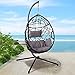 BRAST Oeuf Suspendu Exterieur Jardin Fauteuil Suspendu sur Pied Noir Float - 2 MODÈLES - très Stable, des Coussins Ultra Souples Cadre en Acier 90x63x112 capacité 120kg Aussi pour intérieur