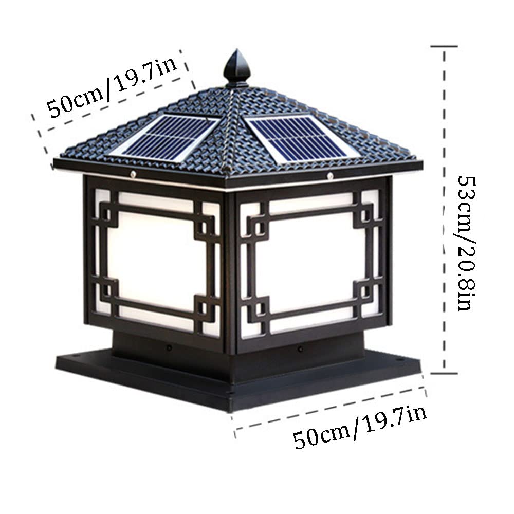 CHENKUI Zewnętrzne Oświetlenie Słupkowe LED Na Słupku Słonecznym Oprawy Oświetleniowe Słupka Słonecznego Szklany Klosz W Stylu Chińskim Outdoor Garden Post Head Light IP54 Wodoodporny, Całkowicie