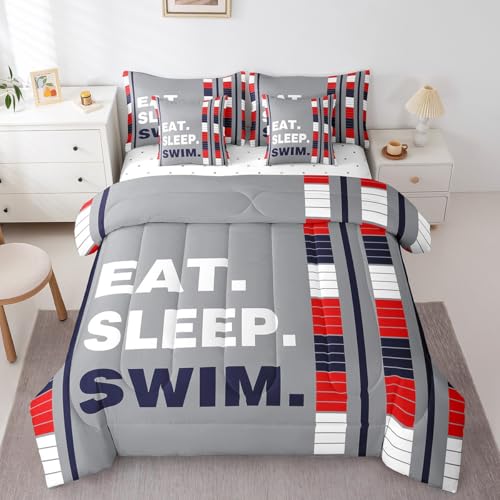 Image of Feelyou Kids Swim Bedding Set Twin Size 7 Piece for Boys Girls Teens