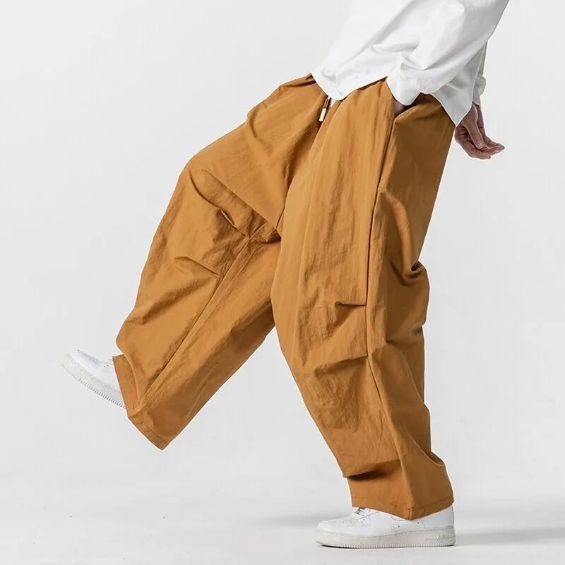 American Style Cargo Pants Casual Mens Spring Summer Male Harem Loose Elastic Waist Wide Leg Trouser2