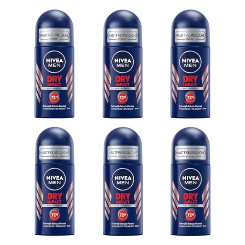 6 x NIVEA Lufterfrischer Körper MEN DRY IMPACT PLUS deo roll on Angebot auf Lager für Herren