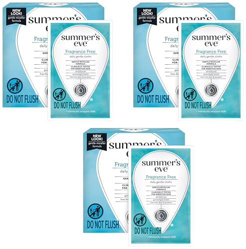 Image of Summer's Eve Fragrance Free Gentle Daily Feminine Wipes, Removes Odor, pH balanced, 16 Count (Pack of 3)