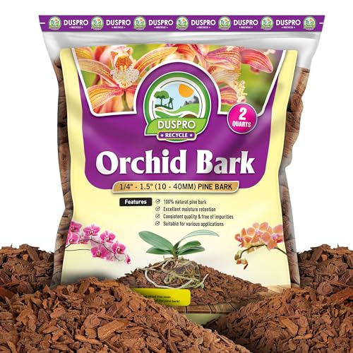 DUSPRO Orchid Bark Bulk, Fine Orchid Bark for Plants, Optimal Texture Bark for Orchids, Ideal Wood Chips for Plants, Plant Bark for Potting, bark Soil for Plants (2 qts)