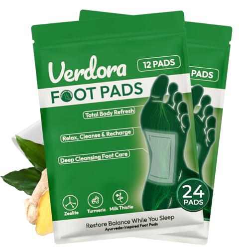 VERDORA Deep Cleansing Foot Pads Natural Premium Footpatch Bamboo Vinegar Ginger Powder Foot Pad for Foot Care Adhesive Sheets Relaxation Improve Sleep 24 pack