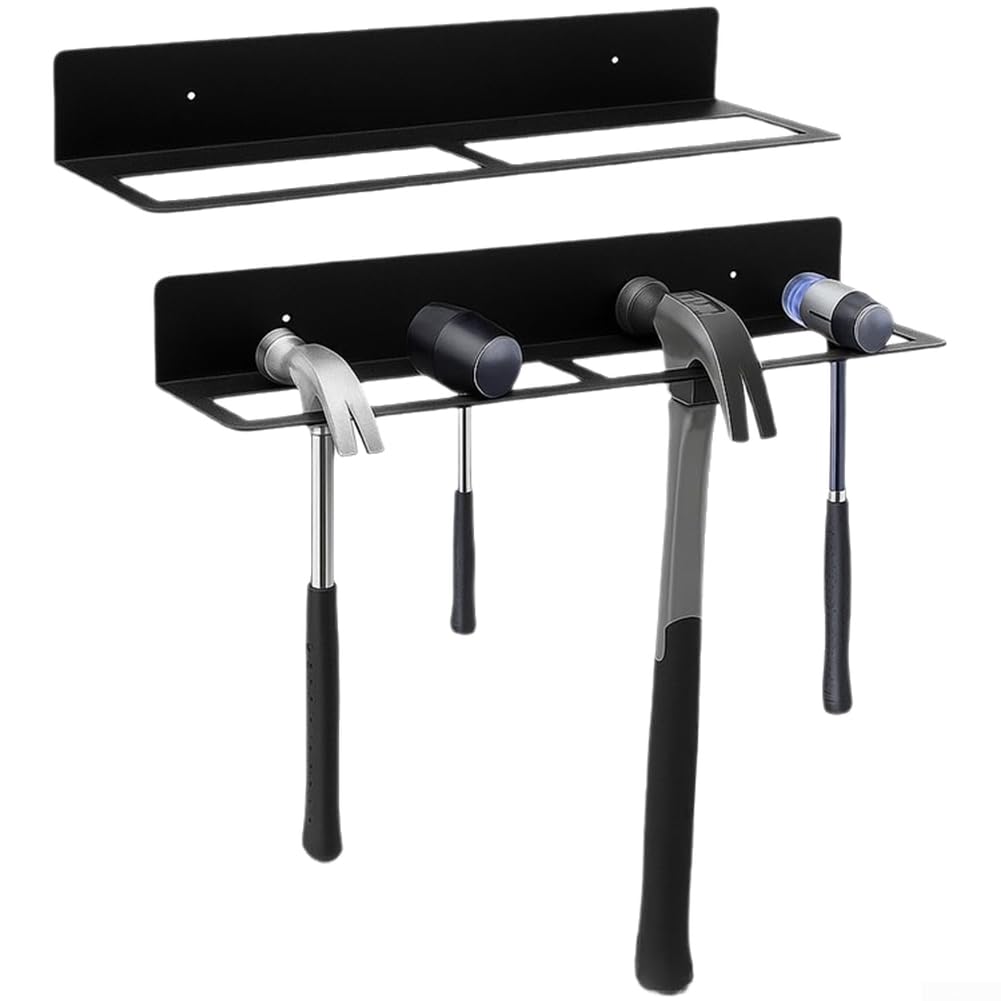 Wall Mounted Iron Hammer Holder Rack for Hand Tools and Screwdrivers, Metal Storage for Garage and Workshop, Keeps Tools Neatly Organized (2 Pieces)