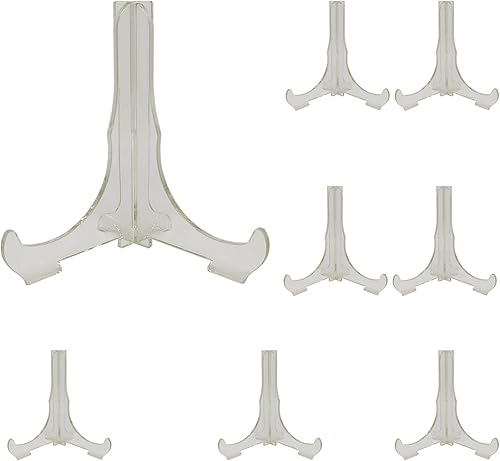 Espuar Caballetes acrílicos transparentes de 5.9 pulgadas, soportes para platos, soportes para fotos, soportes de bodacumpleaños u otros artículos