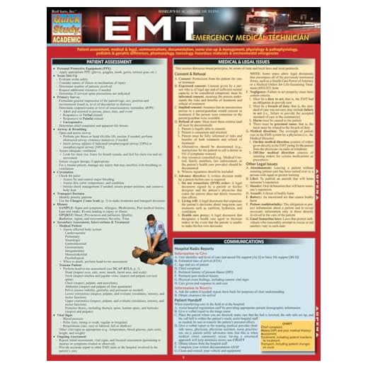 Emt- Emergency Medical Technician (Quick Study Academic)