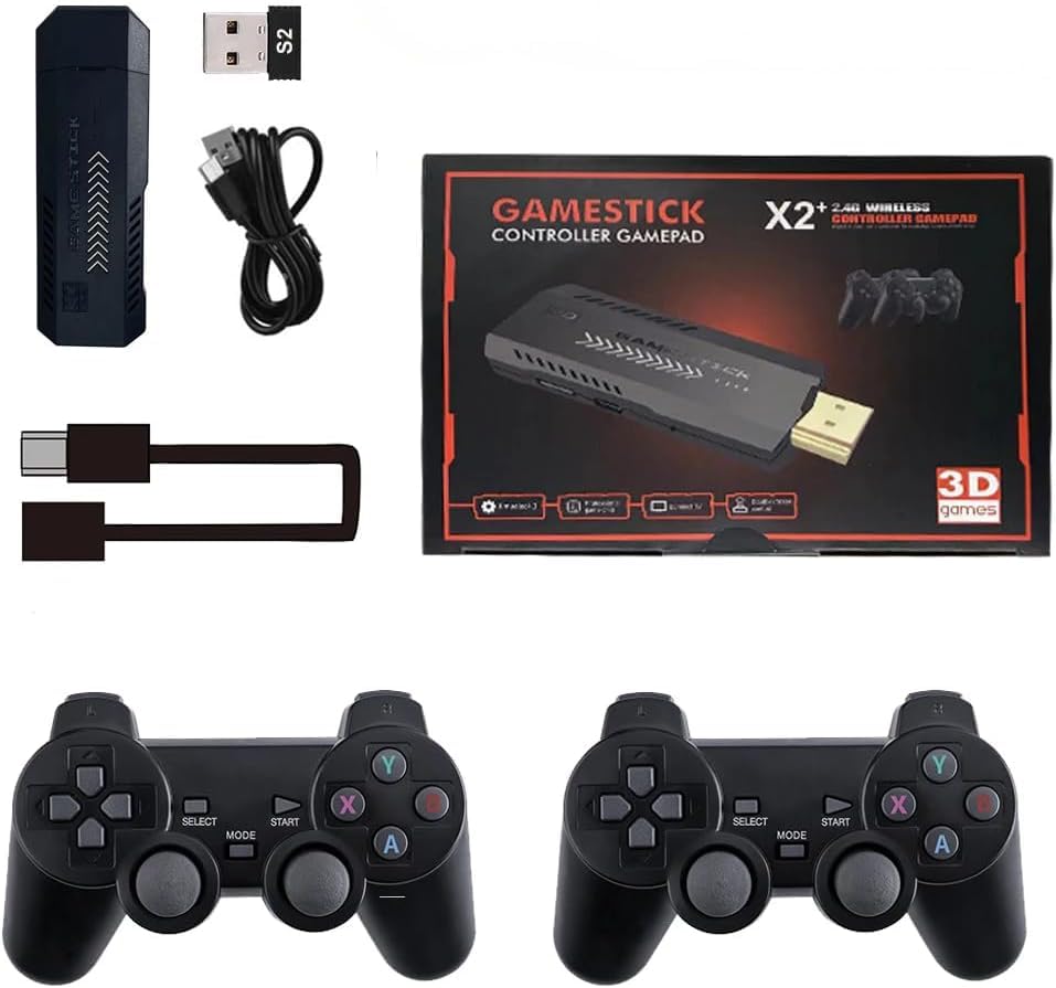 Consola para Videojuegos Retro, más de 40 000 Juegos y 23 emuladores, con Doble Mando inalámbrico 2.4G, Plug and Play 4K HD HDMI TV Game Stick White (128 GB) 1