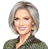 Eva Gabor Epic Chin Length Wavy Layered Bob Wig, Average Cap Size, GL56-60 Sugared Silver by Hairuwear