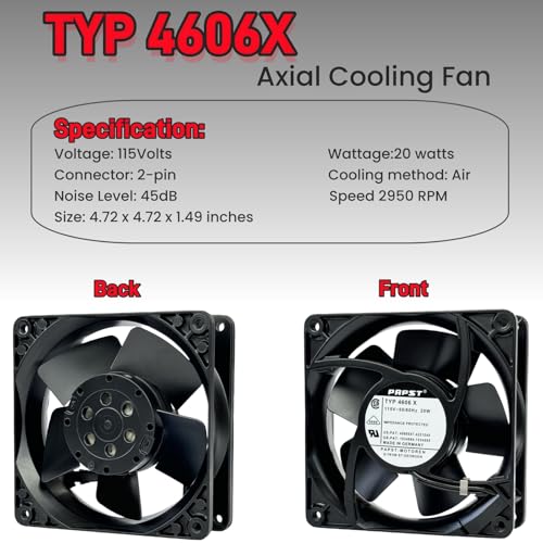 Ventilador de refrigeración PAPST TYP 4606X 115V 20W 120mm alta temperatura 2