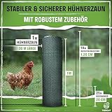 TIERGUT® Hühnerzaun [30m lang, 100cm hoch] - Mobiler Steckzaun für Hühner, Hunde, Kaninchen & Co. - Komplettset mit engmaschigem Zaun und doppelter Befestigung