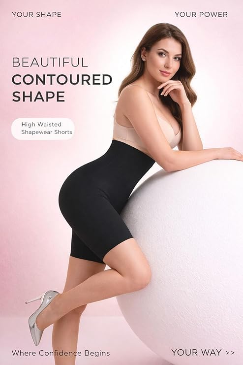 Image of G & P ENTERPRISE Tummy Control Shapewear for Women Butt Lifting Shapewear High Waist Body Shaper Shorts Seamless Thigh Slimmer (Fits Waist : 30 to 39 Inch) Black