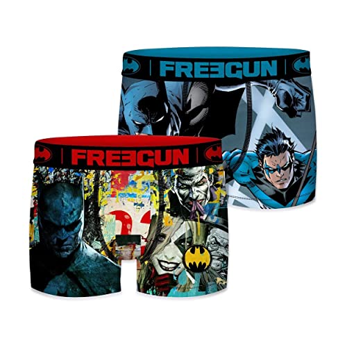 FREEGUN Calzoncillos Hombre Boxer DC-Comics, Ropa Interior Hombre Batman, Original y Transpirable...