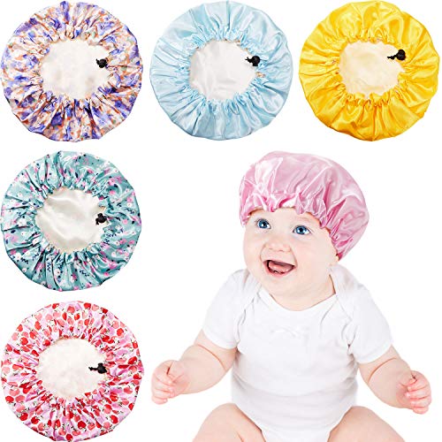 6 Pieces Kids Sleeping Cap Adjustable Stain Sleep Cap Toddler Bonnet Hair Cap Soft Flower Night Hat Double Layer Sleeping Hats for Toddler Child Baby Kids