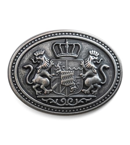 Schöneberger Trachten Couture Gürtelschnalle Hirsch, Bayern & Wappen, Wechselschließe für 40mm Gürtel - Buckle, Schnalle für Trachtengürtel (Bayern/Silber-Antik) Schöneberger Trachten Couture Gürtelschnalle Hirsch, Bayern & Wappen, Wechselschließe für 40mm Gürtel - Buckle, Schnalle für Trachtengürtel (Bayern/Silber-Antik)