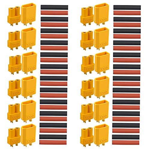 Preisvergleich Produktbild FULARR® 12 Paar Premium XT30 Batterie Anschlüsse, Hochstrom Männlich Weiblich Goldstecker Goldkontaktstecker Rundstecker Stecker Buchse mit Schrumpfschlauch, für RC Lipo AkkuEINWEG