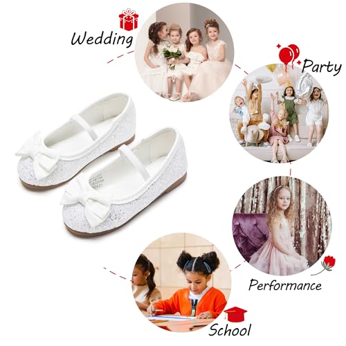 Image of PHIRAMIN Toddler Flower Girl Dress Shoes - Little Girl Mary Janes Flats Wedding