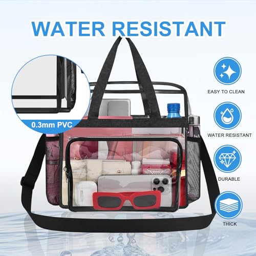Image of Busiuw Clear Bag for Stadium Events, Stadium Approved 12x12x6 Clear Tote Bag for Sport Fan, Work Concert Travel