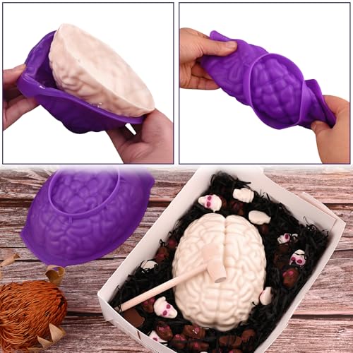 Image of Sakolla 2 Pack Halloween 3D Human Brain Silicone Molds | Food-grade Silicone Molds, Human Brain Shape Baking Molds for Chocolate Bomb, Jelly, Cake, Gelatin, Candle and Resin