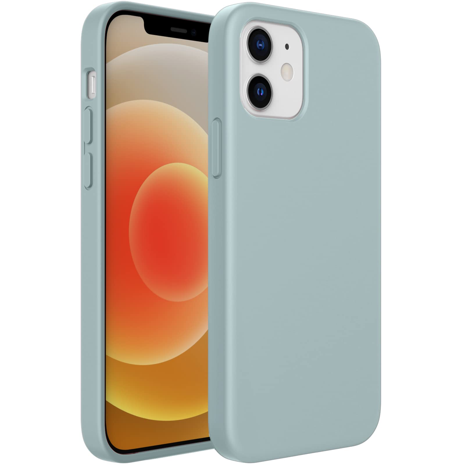 JETech Silicone Case for iPhone 12/12 Pro 6.1-Inch, Silky-Soft Touch Full-Body Protective Phone Case, Shockproof Cover with Microfiber Lining (Succulent)