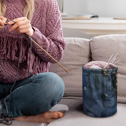 Image of Sellikakes Cute Cat Small Yarn Bag, Canvas Crochet Bag Organizer, Knitting Bag, Yarn Holder for Crochet Beginner,Knitting & Crochet Supplies