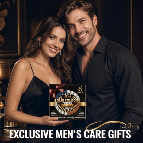 Image of 6 Pack Solid Cologne Gifts for Men, Mens Cologne Gift with Cedar Wood, Bergamot, Sandalwood, Clary Sage, Vetiver, Ocean Perfume, Birthday Gifts for Him Dad Husband Boyfriend, Travel Gift