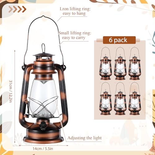 Image of Hortsun 6 Pieces 12 Inch Vintage LED Hurricane Hanging Lantern