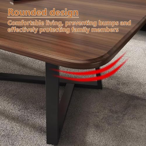طاولة قهوة من أوتويسر، مصنوعة من الخشب والمعدن، بزوايا مستديرة وسطح سهل التنظيف، باللون الولنت، بأبعاد 120 × 60 × 45 سم